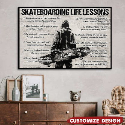 Personalized Skateboarding Life Lessons Poster / Canvas - Gift For Skateboarding Lovers