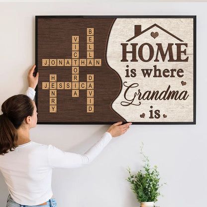 Home Is Where Grandma Is - Personalized Custom Family Crossword Canvas / Poster