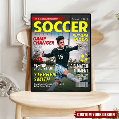 Personalized Soccer Magazine Cover Poster / Canvas - Custom Gift for Soccer Fans