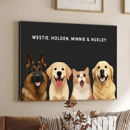 Personalized Customized Cute Art Style Of Your Fur Angels Canvas / Poster - Lovable Gift For Pet Lovers