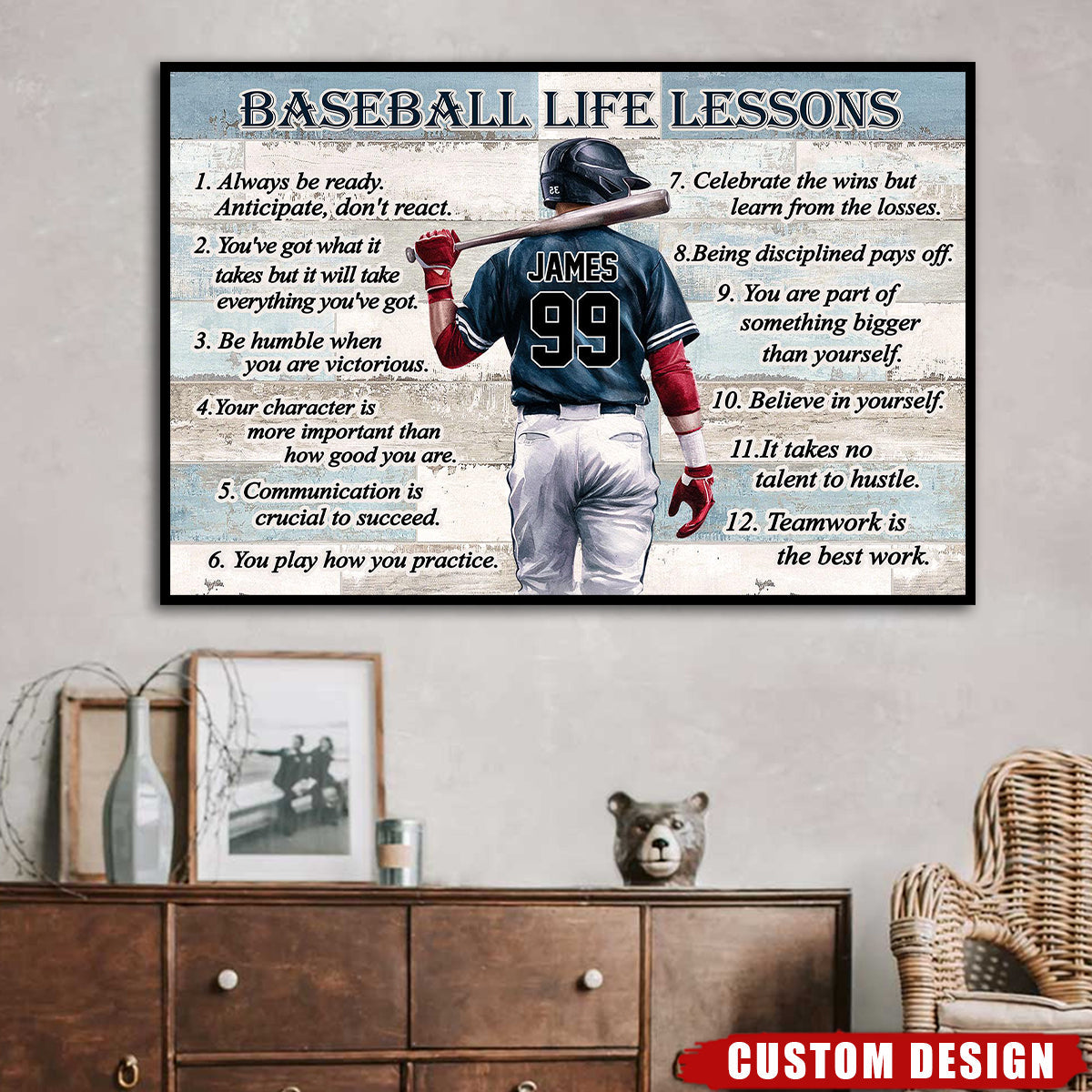 Personalized Baseball Life Lessons Poster / Canvas - Custom Gift For Baseball Lover