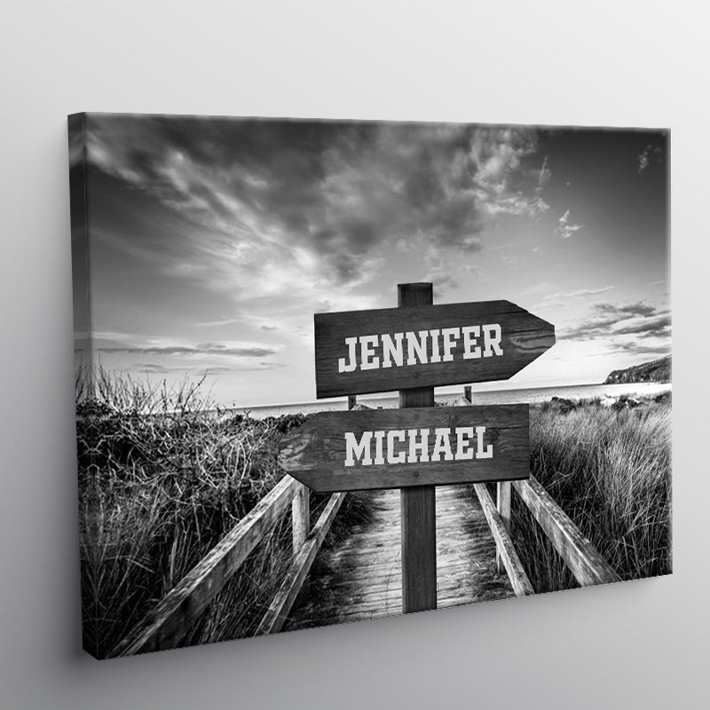 Our Names Are Recorded Next To The Ocean - Personalized Custom Canvas / Poster Wall Art
