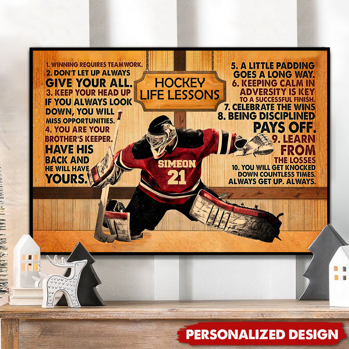 Personalized Hockey Life Lessons Poster / Canvas - Custom Gift for Hockey Sons