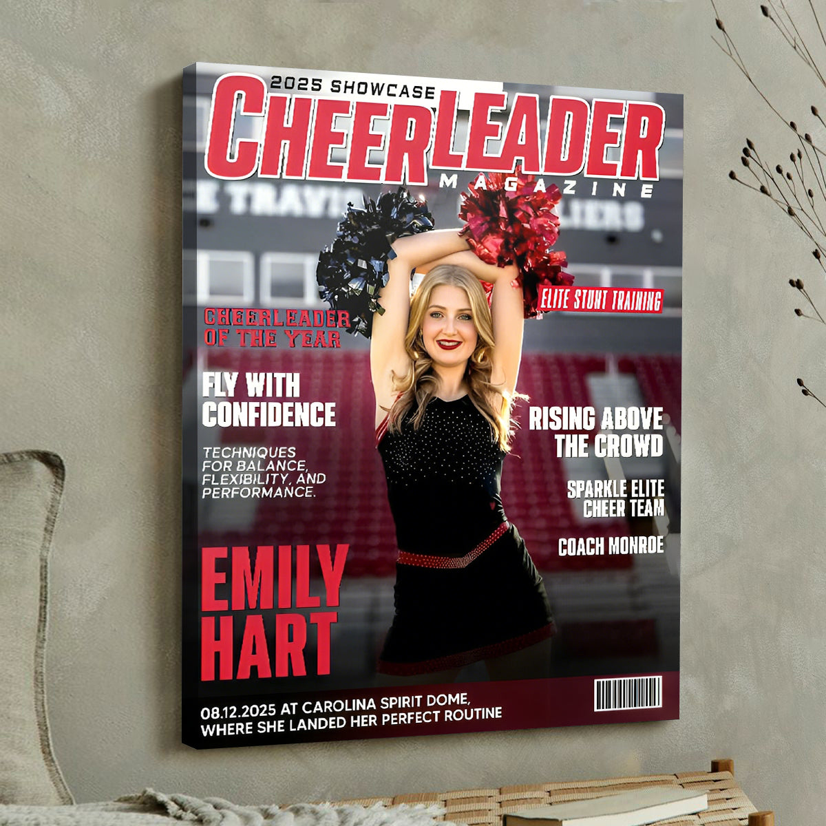 Personalized Cheerleader Magazine Cover Canvas / Poster - Custom Cheer Gift