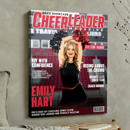 Personalized Cheerleader Magazine Cover Canvas / Poster - Custom Cheer Gift