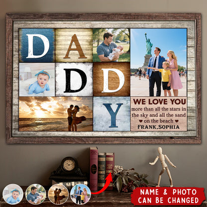 "Love You to the Stars" Custom Daddy Photo Collage Canvas / Poster - The Heartfelt Father's Day Keepsake