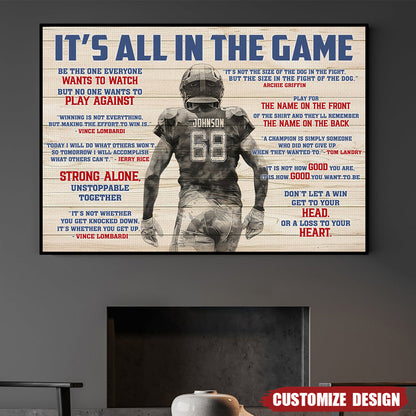 “It’s All In The Game” Personalized American Football Poster / Canvas - Gift For American Football Lovers