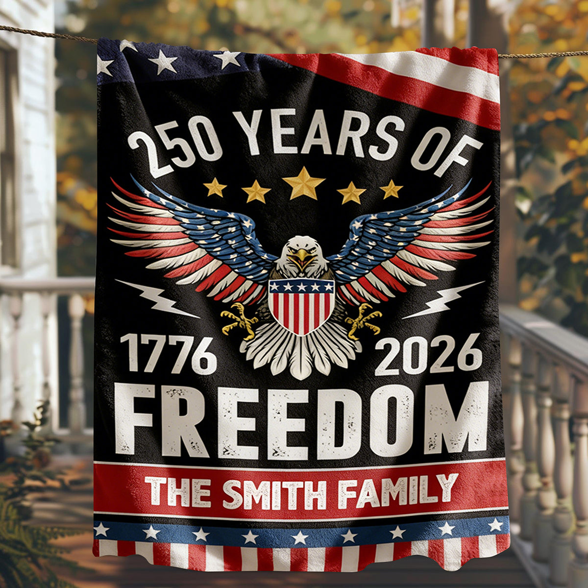 Personalized America 250th Anniversary Blanket - “250 Years of Freedom” Gift for Family