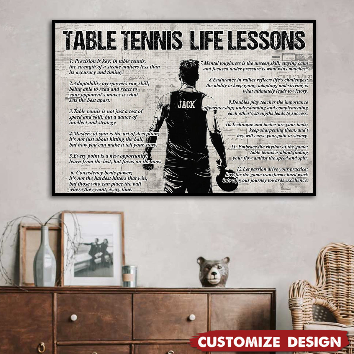 Personalized Table Tennis Life Lessons Poster / Canvas - Gift For Table Tennis Lovers
