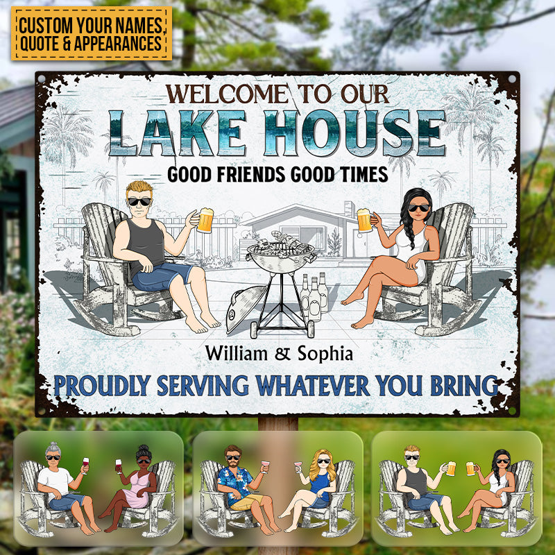 Poolside Grilling Listen To The Good Music - Personalized Metal Signs