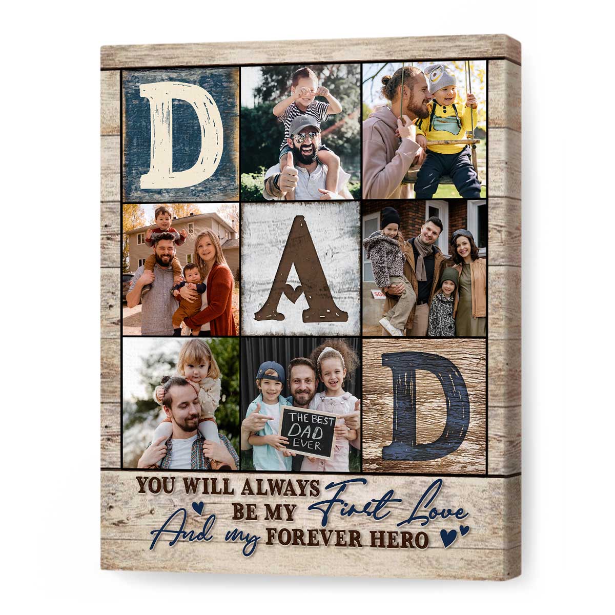 Personalized Dad Photo Collage Canvas / Poster - Custom Wall Art for Dad