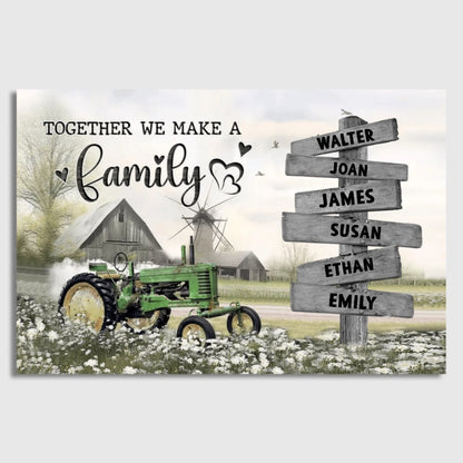 Personalized "Together We Make a Family" Farmhouse Canvas with Custom Names