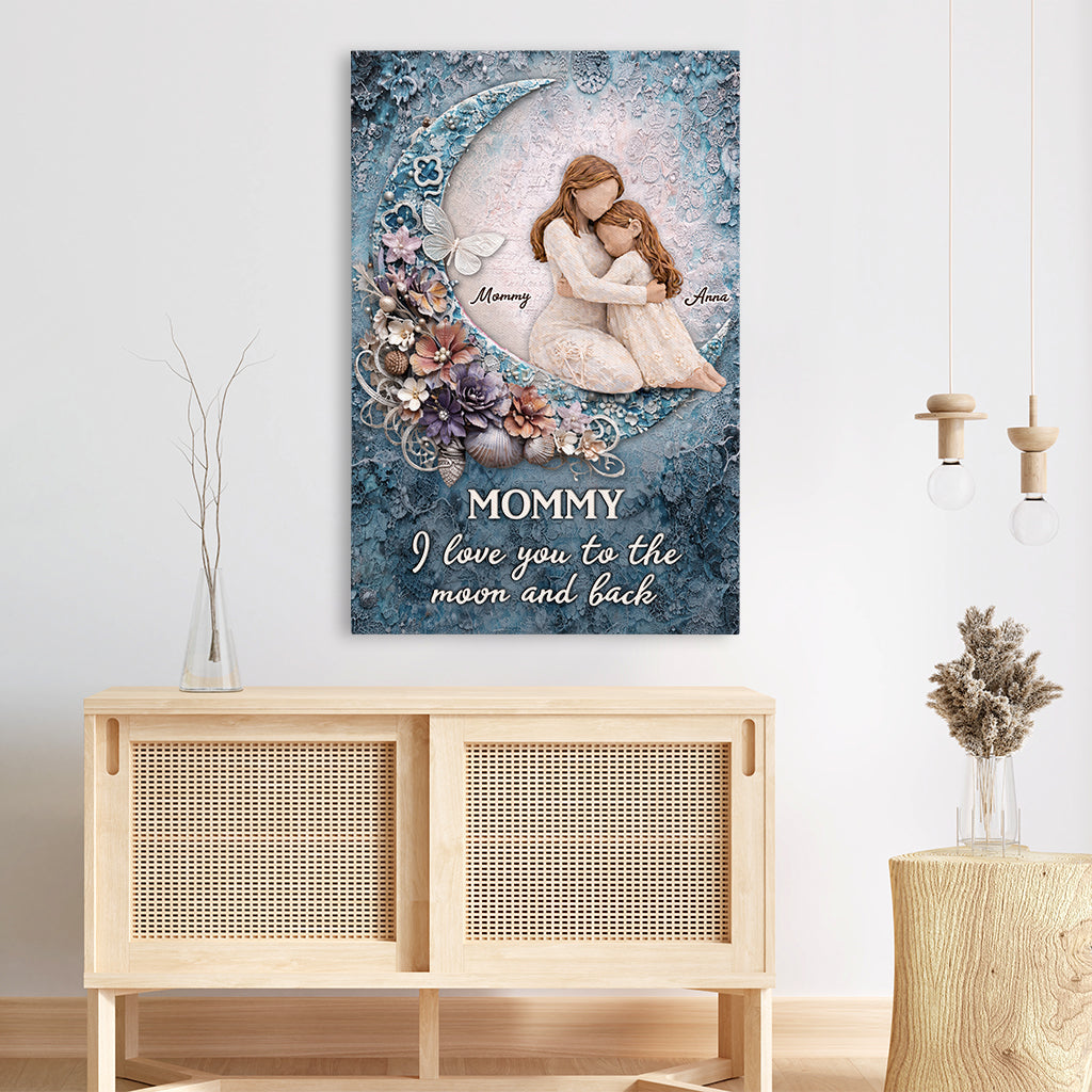 “I Love You To The Moon And Back” Personalized Canvas / Poster - Gift for Mom & Dad