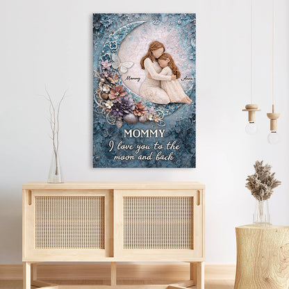 “I Love You To The Moon And Back” Personalized Canvas / Poster - Gift for Mom & Dad