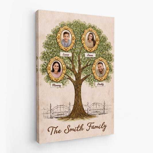 Personalized Family Tree Canvas / Poster Wall Art with Photos - Custom Gift for Family