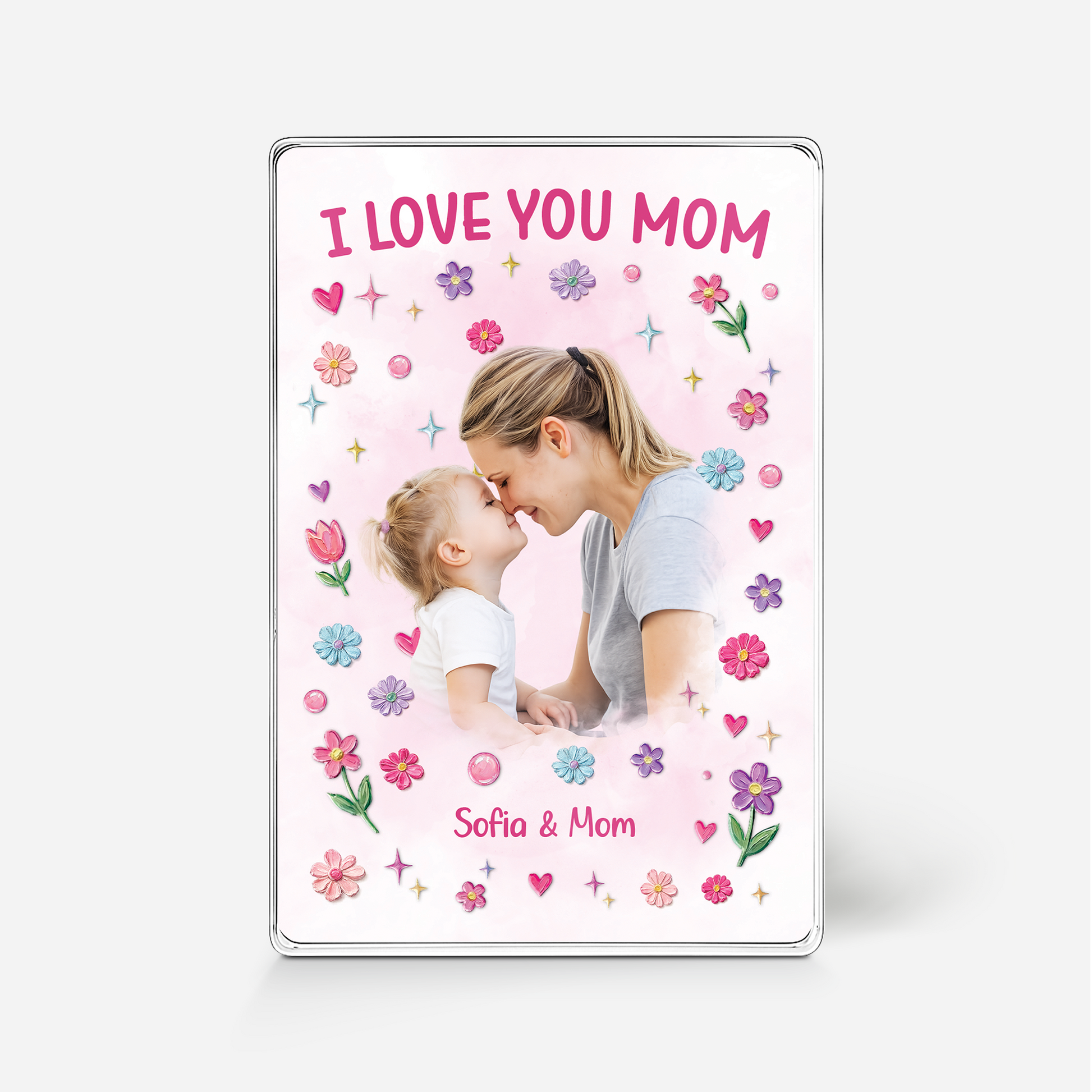 I Love You Mom - Personalized Plaque with Photo - Custom Gifts for Mom/Dad