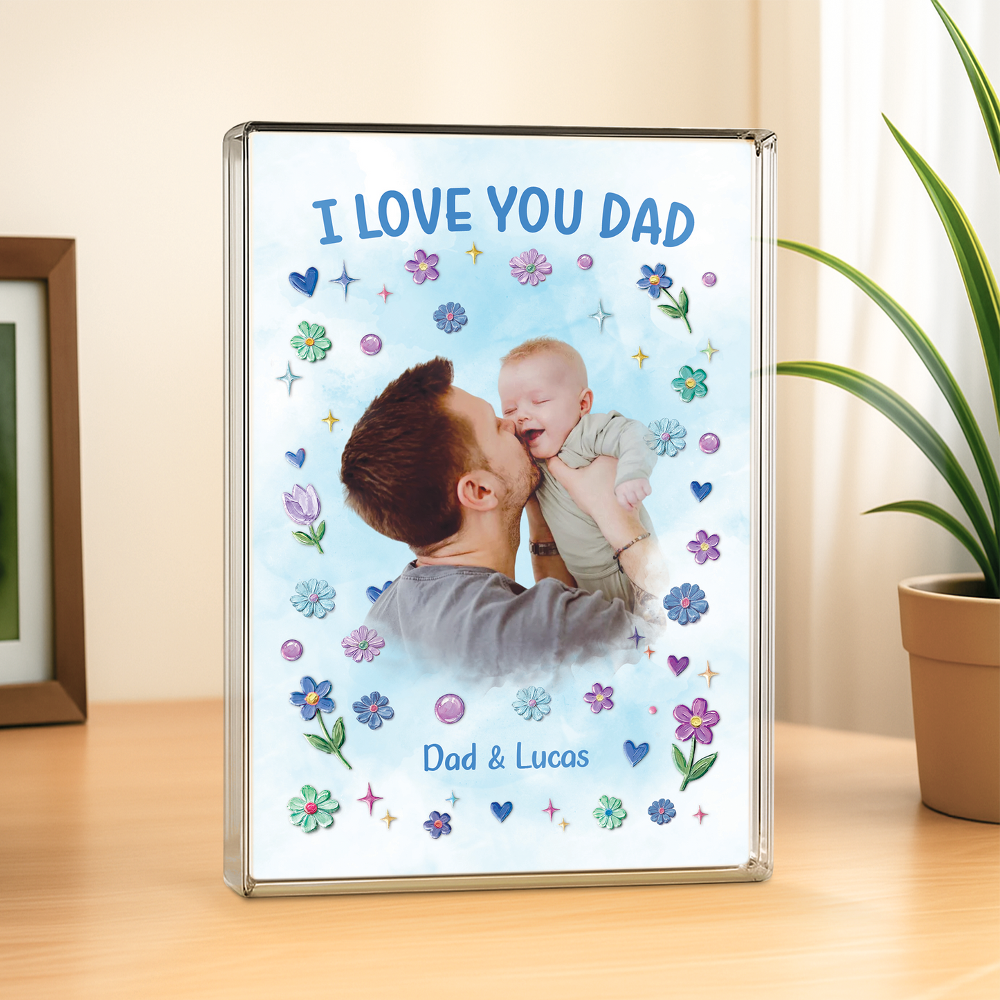 I Love You Mom - Personalized Plaque with Photo - Custom Gifts for Mom/Dad