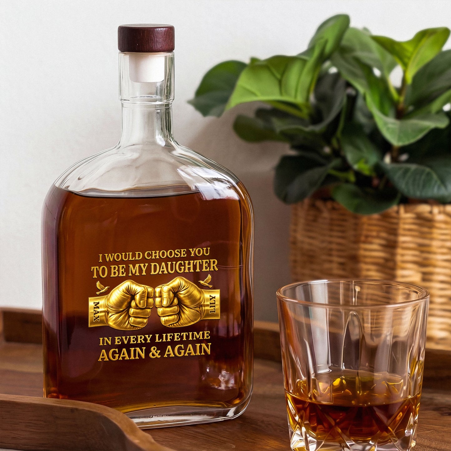 Custom Personalized Whiskey Decanter Bottle personalization view for Dad