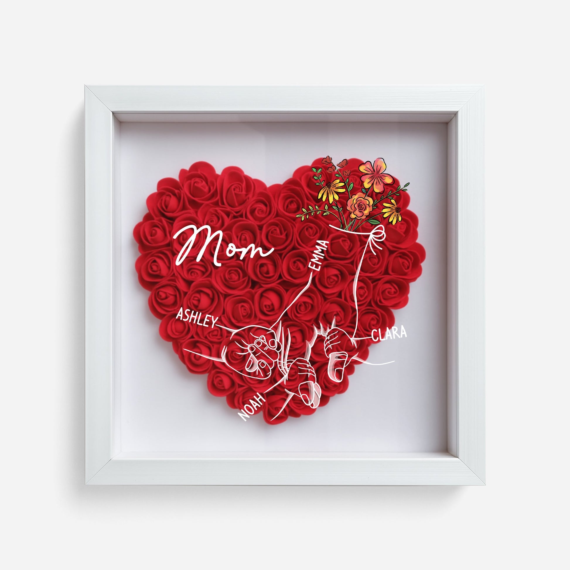 Personalized Custom Flower Shadow Box -  Mothers Day Gifts For Mom/Grandma