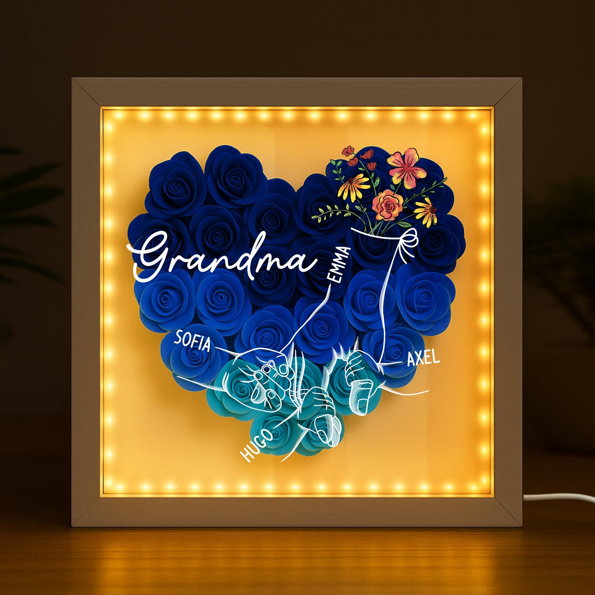 Personalized Custom Flower Shadow Box -  Mothers Day Gifts For Mom/Grandma