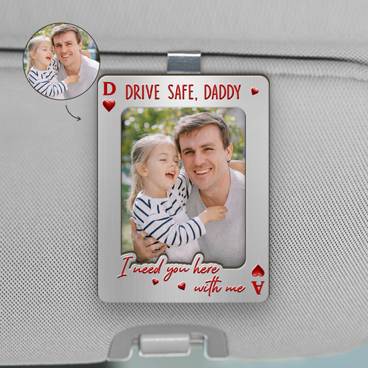 Custom Photo Car Visor Clip for Dad with personalized design details for meaningful gifting