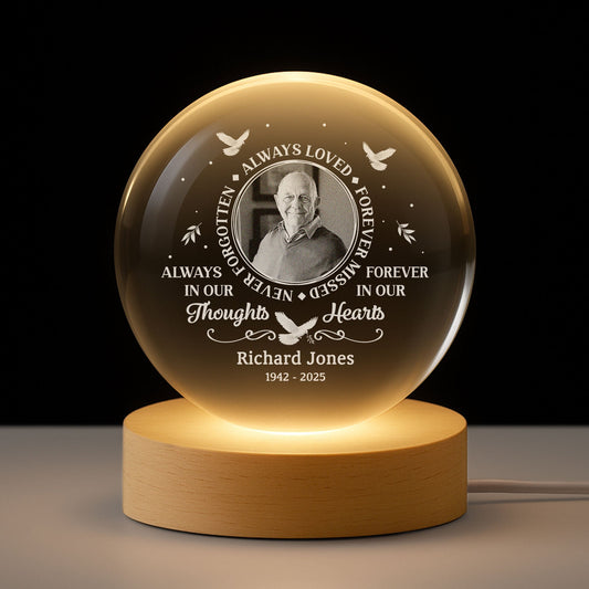 Custom Photo Crystal Ball Lamp - In Loving Memory of Father/Mother