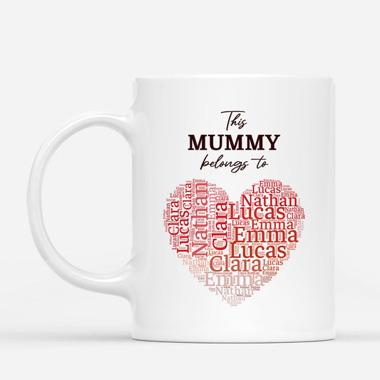 Personalised Mug with Names in Heart Shape - Custom Gift for Mum & Dad