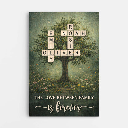 Personalised Family Crossword Puzzle Canvas / Poster - Custom Name Gift