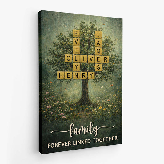 Personalised Family Crossword Puzzle Canvas / Poster - Custom Name Gift