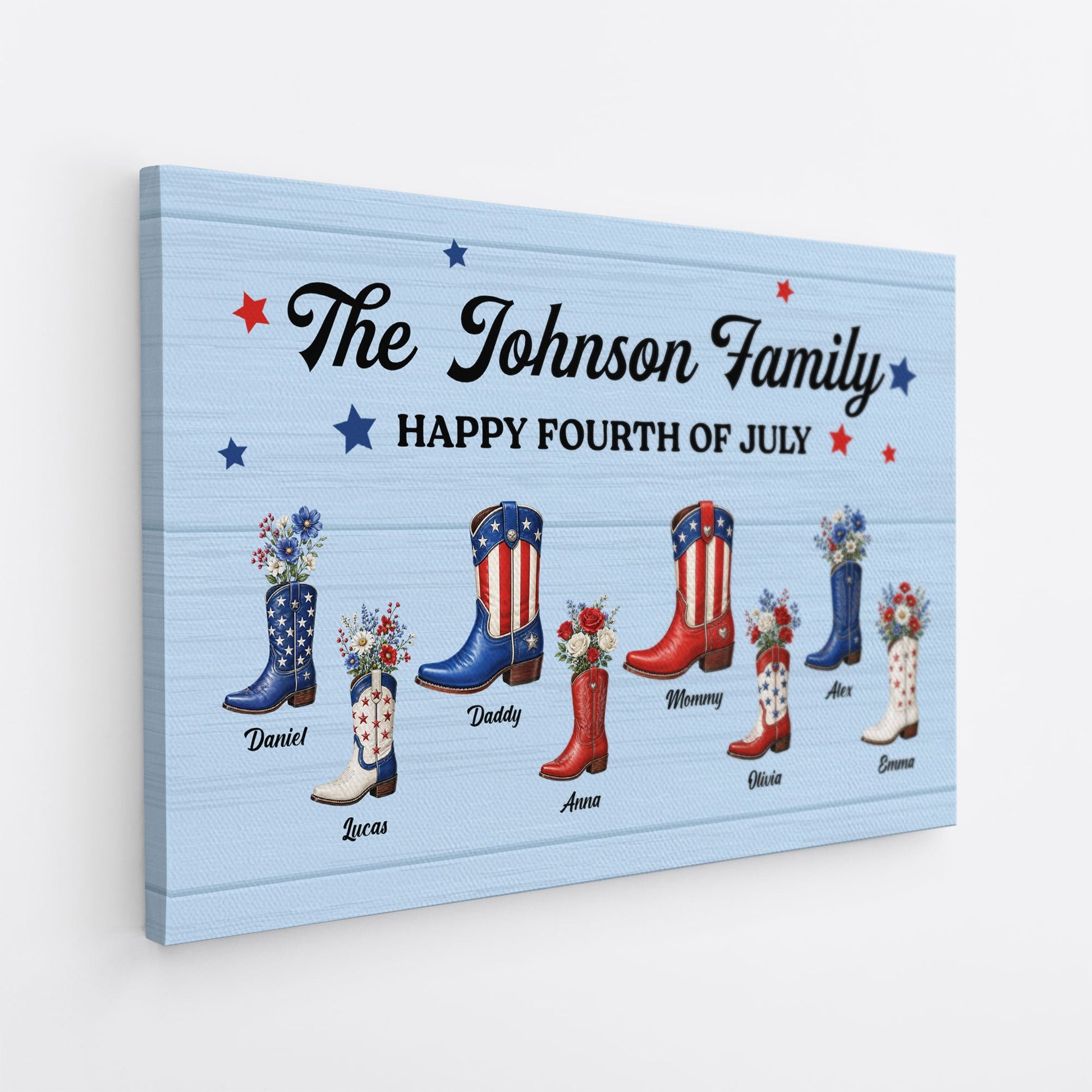 Custom God Bless America Canvas for Family with personalized design details for meaningful gifting