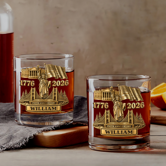 America 250 Merchandise - Personalized Custom Whiskey Glass