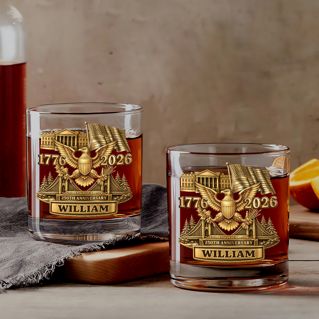 America 250 Merchandise - Personalized Custom Whiskey Glass