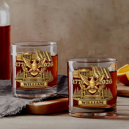 America 250 Merchandise - Personalized Custom Whiskey Glass