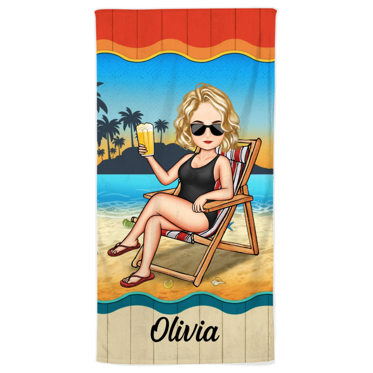 Personalized Beach Towel: Custom Cartoon Characters for Best Friends & Family