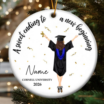 Personalized Graduation Ornament: 'Sweet Ending, New Beginning' Keepsake