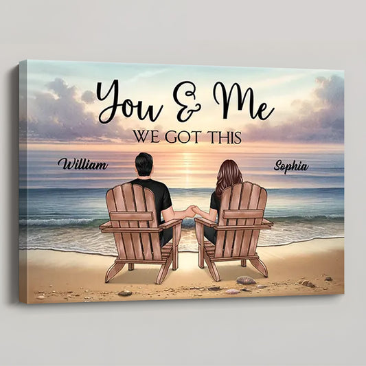 Personalized 'You & Me We Got This' Beach Couple Canvas Wall Art