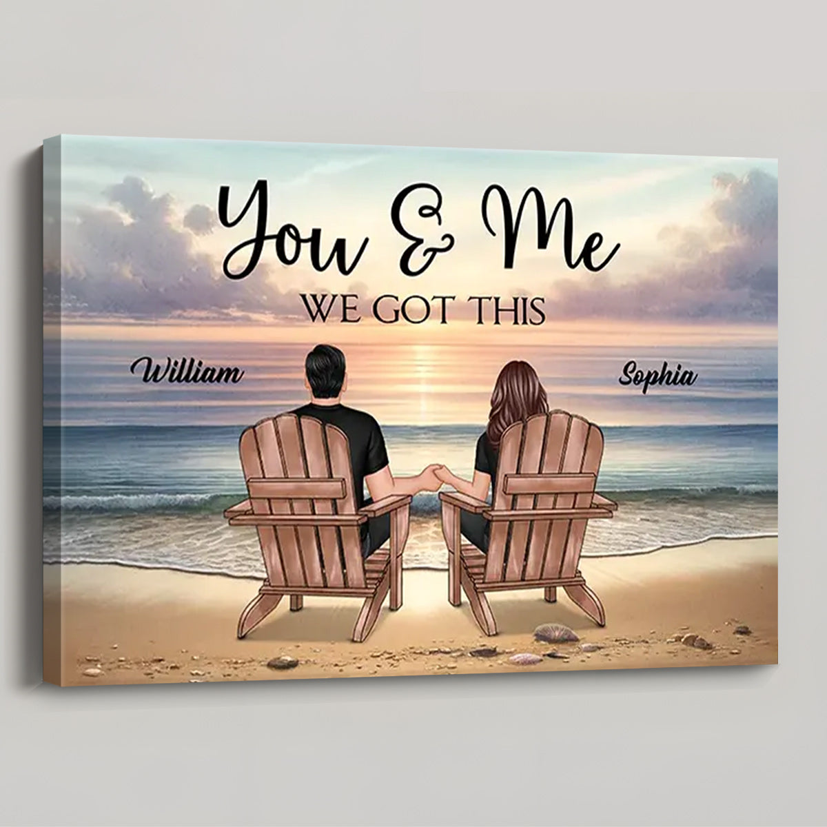 Personalized 'You & Me We Got This' Beach Couple Canvas Wall Art