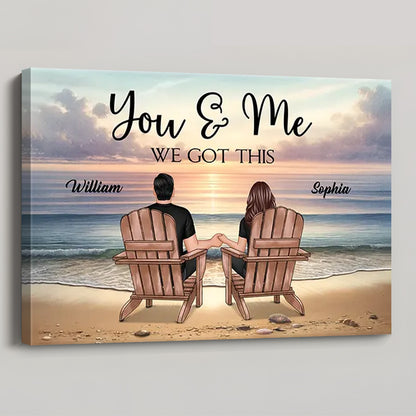 Personalized 'You & Me We Got This' Beach Couple Canvas Wall Art