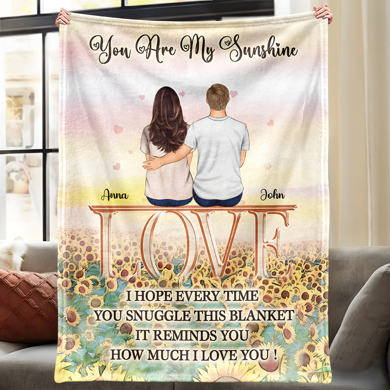 Personalized 'You Are My Sunshine' Blanket for Couples - Anniversary Gift