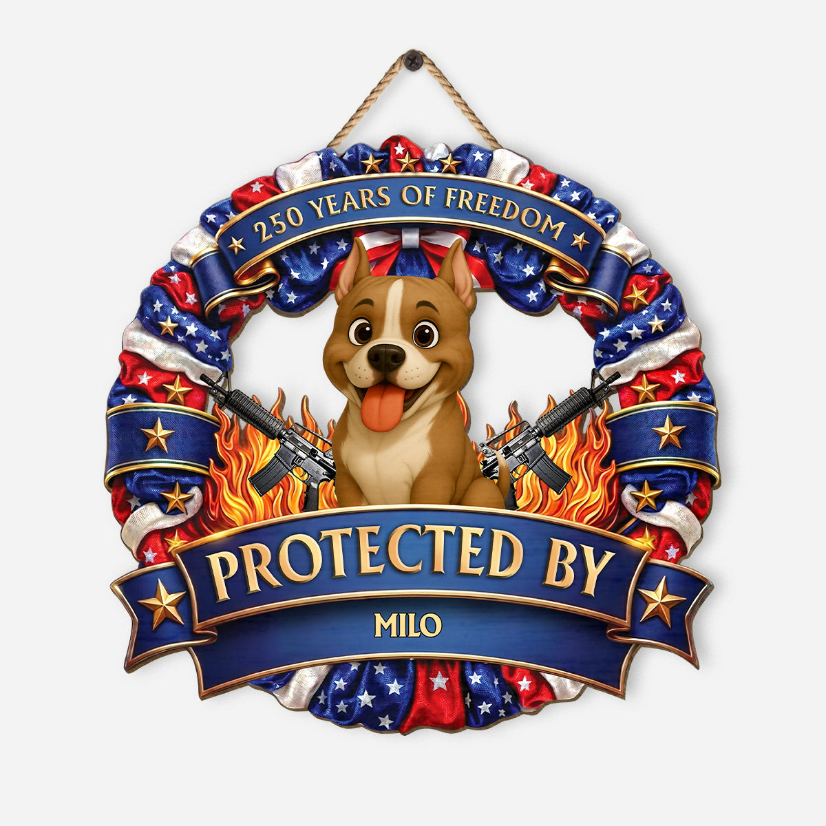 250 Years Of Freedom Wood Sign - Personalized Gift for Dog Lovers