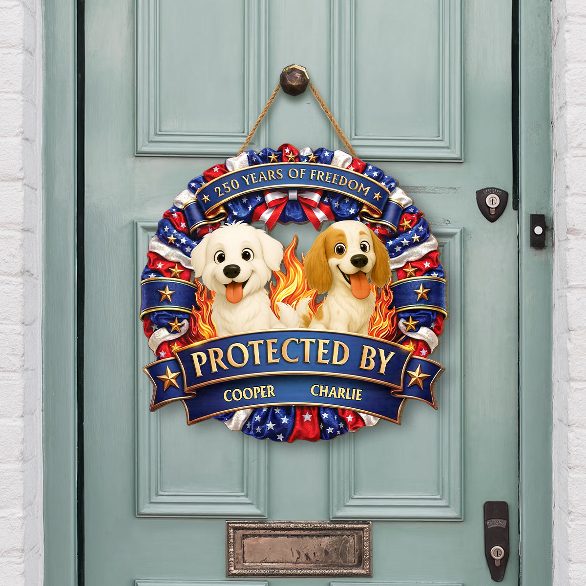 250 Years Of Freedom Wood Sign - Personalized Gift for Dog Lovers