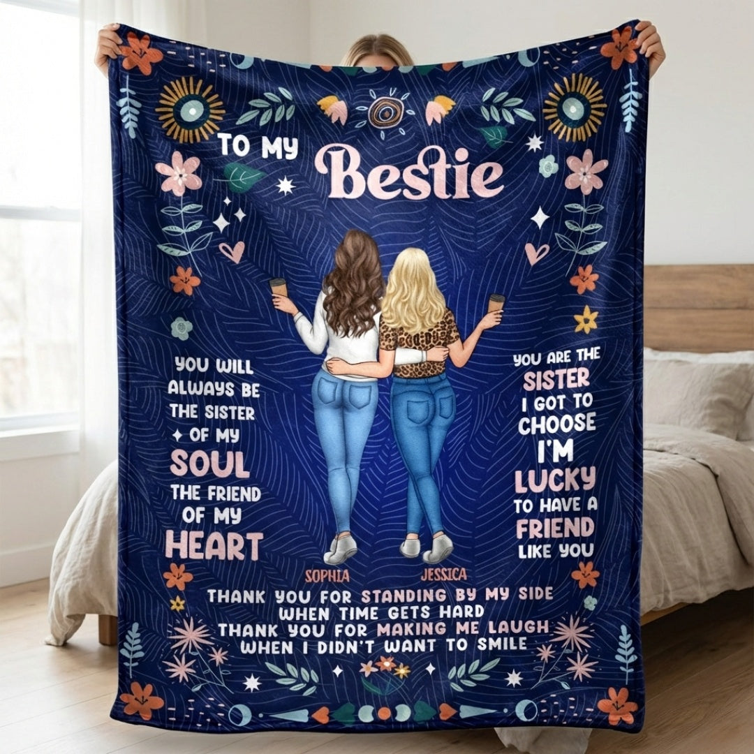 Personalized Best Friend Blanket: 'Sister of My Soul, Friend of My Heart' Gift