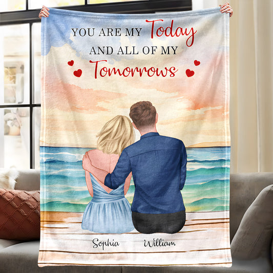 Heartfelt Personalized Blanket for Couples: "You Are My Today & All Of My Tomorrows"