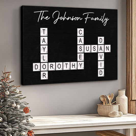 Custom Family Name Crossword Canvas – A Timeless Keepsake for Home