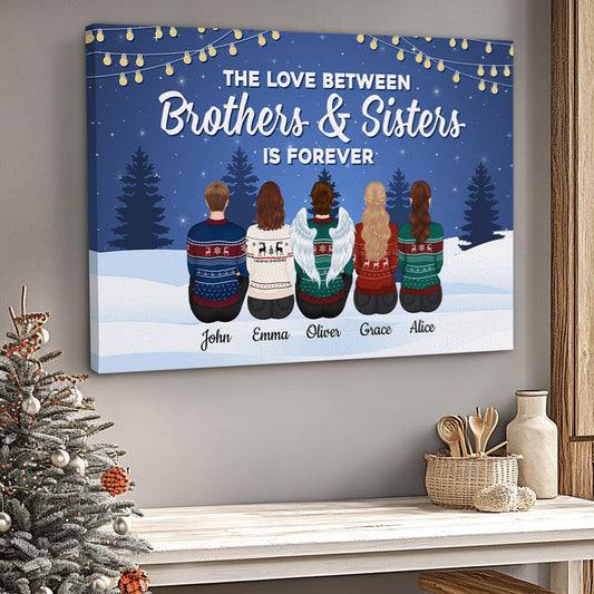 Personalized Brothers & Sisters Forever Love Canvas with Memorial For Loved One Angel Wings