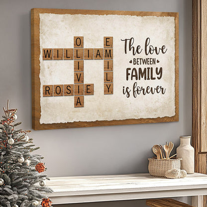 Personalized Family Names Crossword Canvas: "Love is Forever" Wall Art