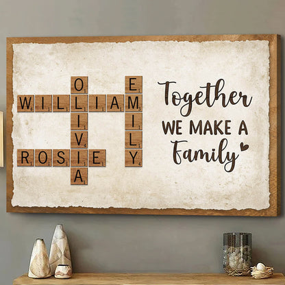 Personalized Family Names Crossword Canvas: "Love is Forever" Wall Art