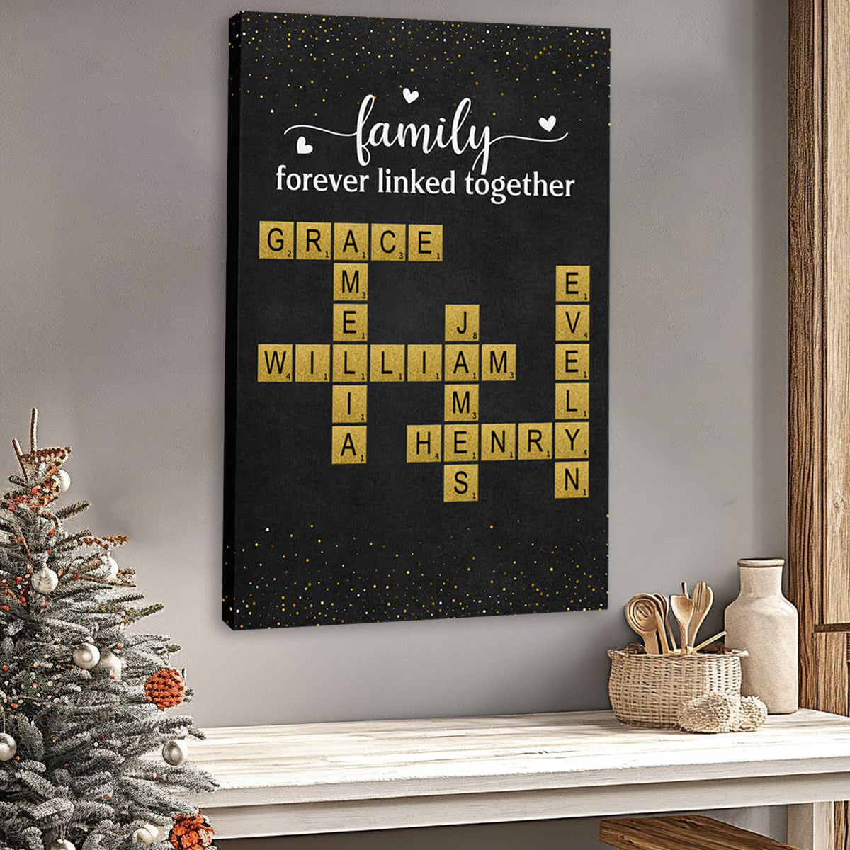 Personalized Family Forever Linked Together' Scrabble Wall Art Canvas / Poster