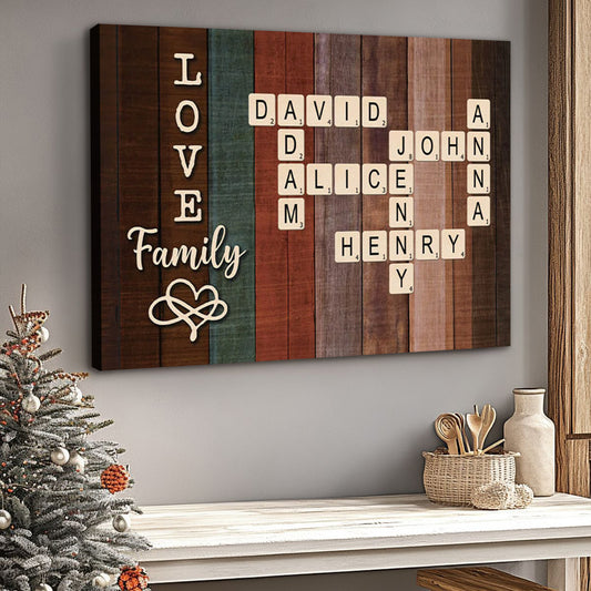 Personalized Family Scrabble Names Canvas Wall Art | 'LOVE Family' Gift