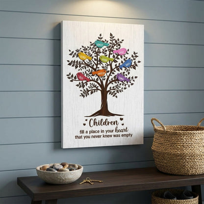 Personalized Family Tree Canvas: 'Grandchildren Fill Your Heart'